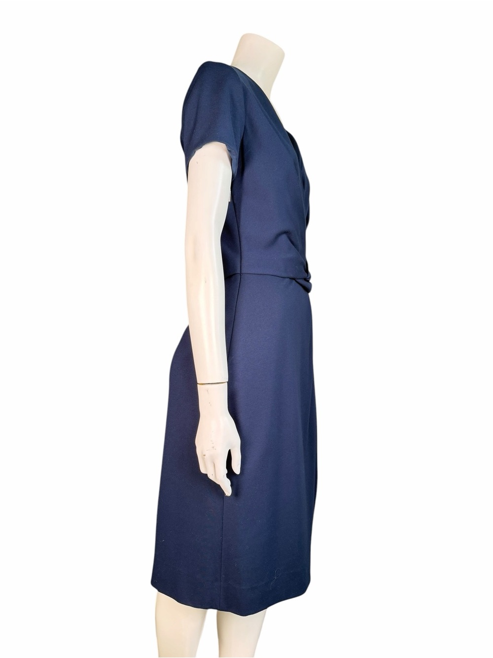 Jason Wu Draped Surplice Twist Waist Navy Sheath Midi Dress Size 6 - Picture 7 of 13